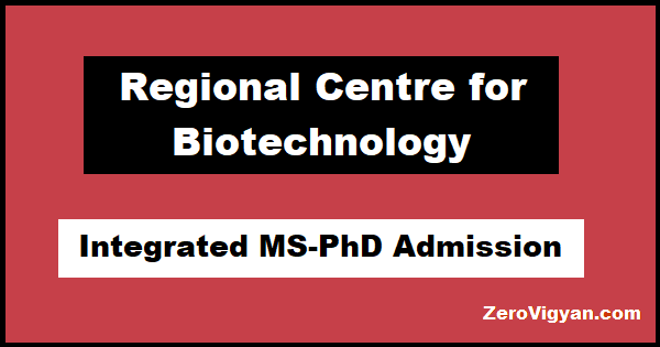 RCB Faridabad Integrated MS-PhD Admission